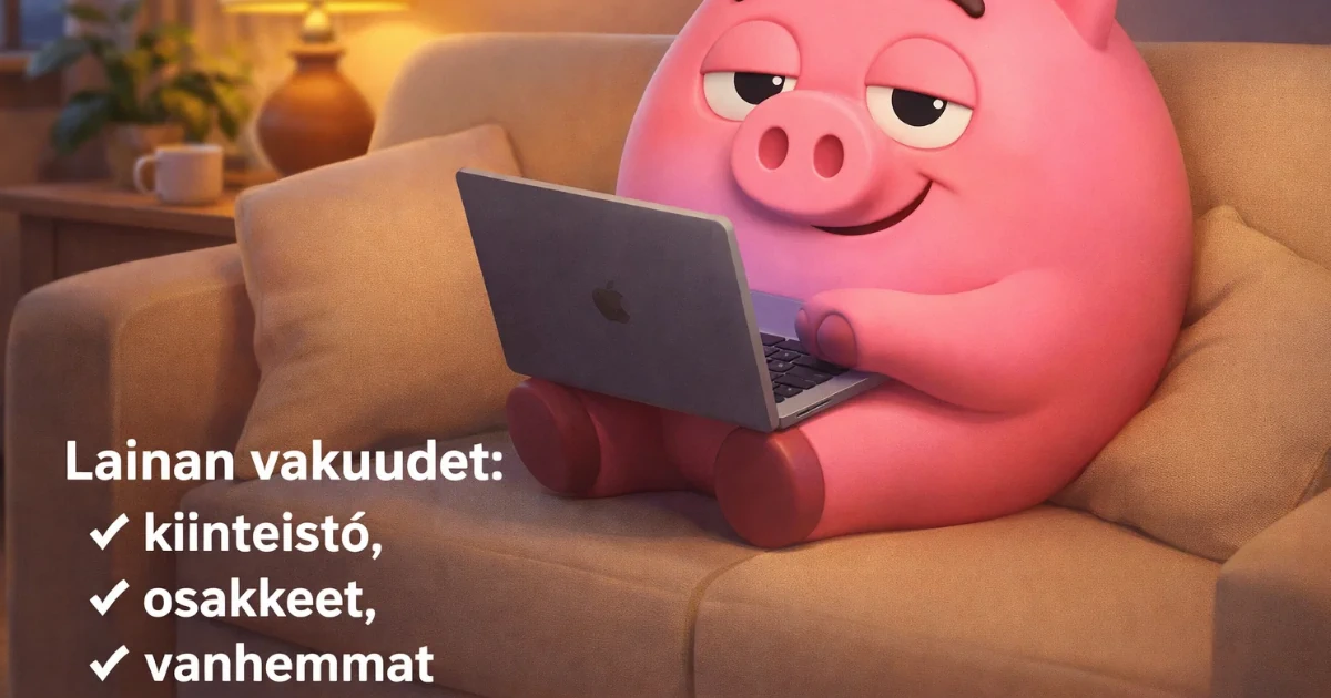 Lainan vakuudet: kiinteistö, osakkeet, vanhemmat