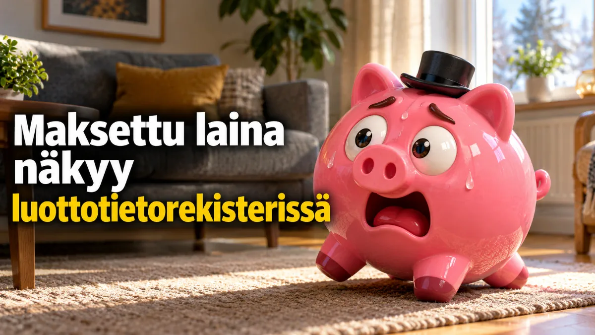 Maksettu laina näkyy luottotietorekisterissä